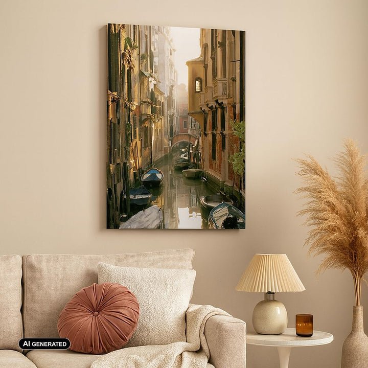 Bilder auf Leinwand Venedig Brücke Wasser Haus Leinwandbild mit Rahmen 45x80cm Wandbilder Dekoration