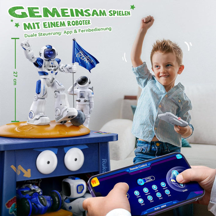 Ruko 6088 Programmierbarer Roboter mit App-Steuerung, Fernbedienung und Gestensteuerung, Wiederaufla