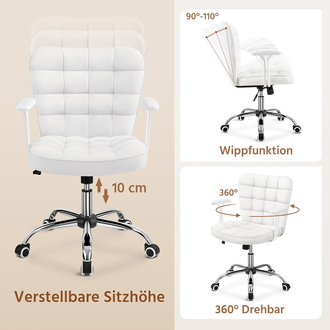 Yaheetech Bürostuhl Ergonomischer Schreibtischstuhl Bürosessel Arbeitsstuhl, Drehstuhl mit Weichen A