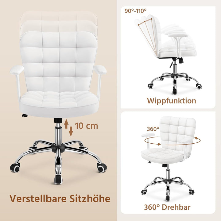 Yaheetech Bürostuhl Ergonomischer Schreibtischstuhl Bürosessel Arbeitsstuhl, Drehstuhl mit Weichen A