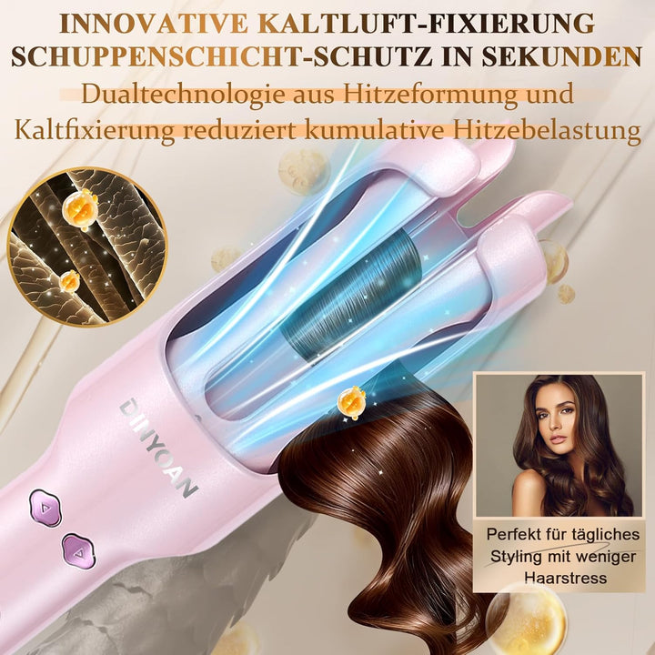 Automatischer Lockenstab mit Infrarot & Kaltluft – Anti-Haarklemmen-System schmerzfrei, 5 Temperatur