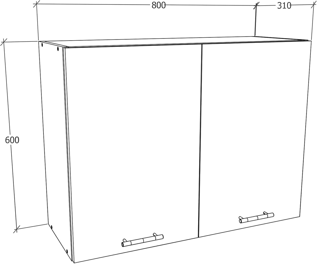 VCM Küchenschrank hängend | Masse ca. H. 60 x B. 80 x T. 31 cm | Hängeschrank mit Zwei Fächern | Küc