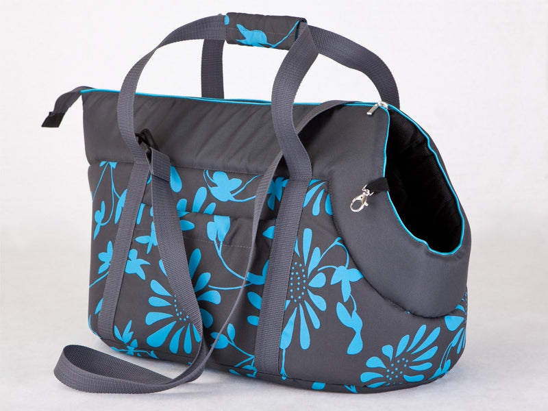 Hundetasche Hundetasche Tragetasche Katzentasche (8 - Grau mit blauen Blumen, 3 - HxBxL - 32x30x50 c