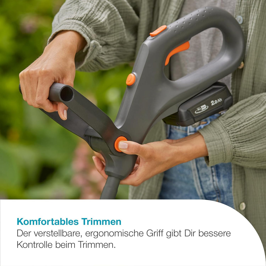 Gardena EasyTrim 25 18V Set Akku-Rasentrimmer, 2-in-1-Funktion, 18V-P4A-Akku, ergonomisch, leicht un