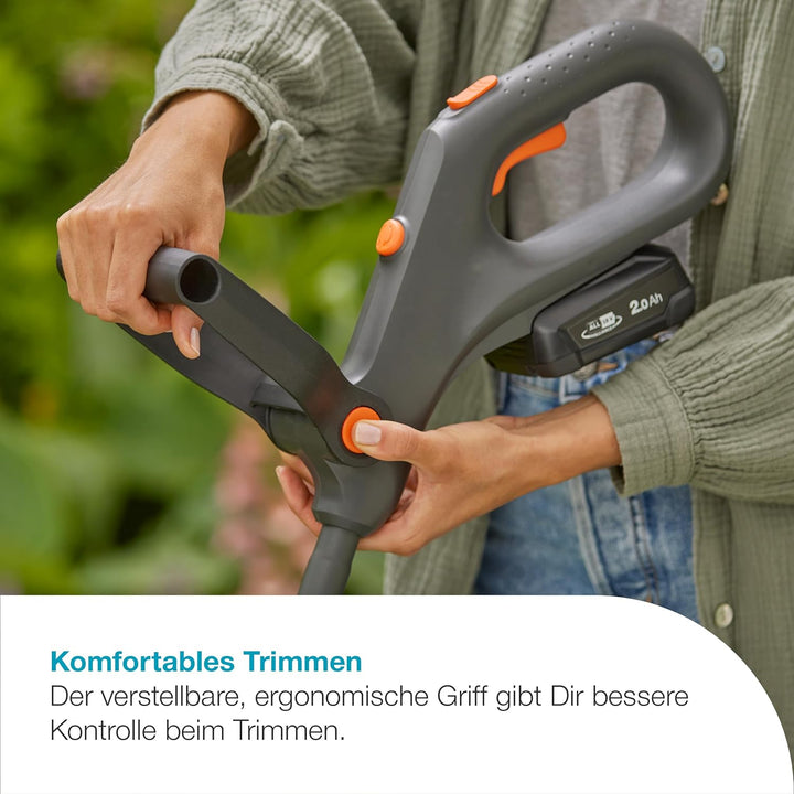 Gardena EasyTrim 25 18V Set Akku-Rasentrimmer, 2-in-1-Funktion, 18V-P4A-Akku, ergonomisch, leicht un
