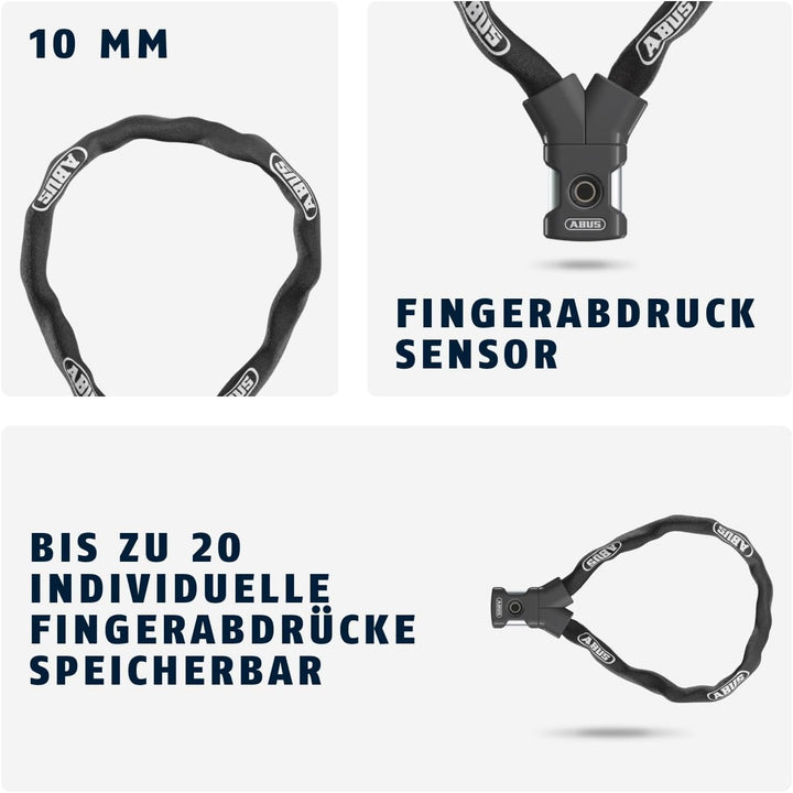 ABUS Kettenschloss YARDO 7807F mit Fingerprintsensor - schlüsselloses Öffnen per Fingerabdruck - wet