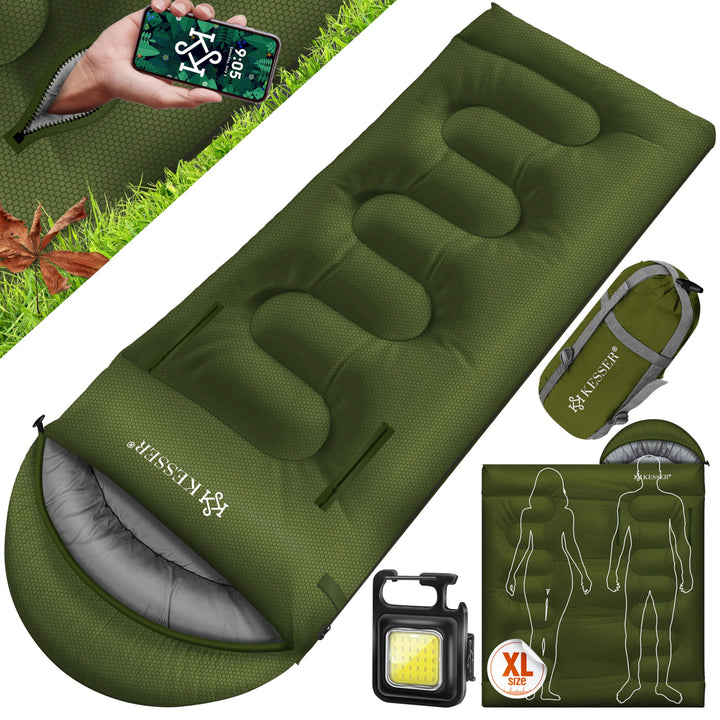 KESSER® Schlafsack Outdoor | Deckenschlafsack 3-4 Jahreszeiten | Camping-Sleeping-Bag für Erwachsene