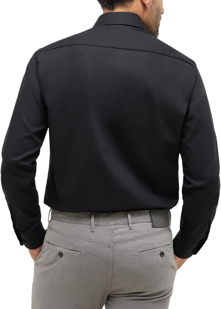 ETERNA Langarm Hemd COMFORT FIT Pinpoint unifarben mit Classic Kent Kragen 49 Schwarz (39), 49 Schwa