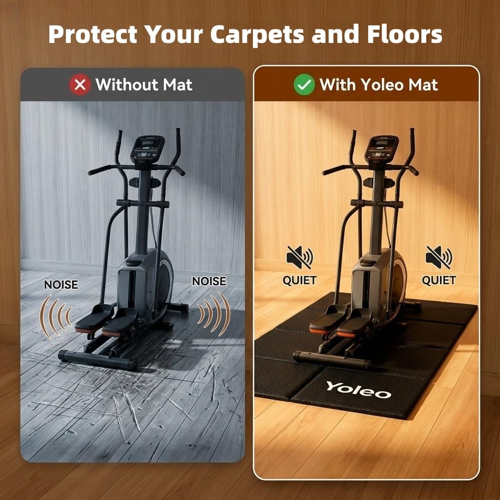 Yoleo Faltbare Bodenschutzmatte-160x75cm Laufband Matte, Schalldämmend Rutschfester Bodenschutz für