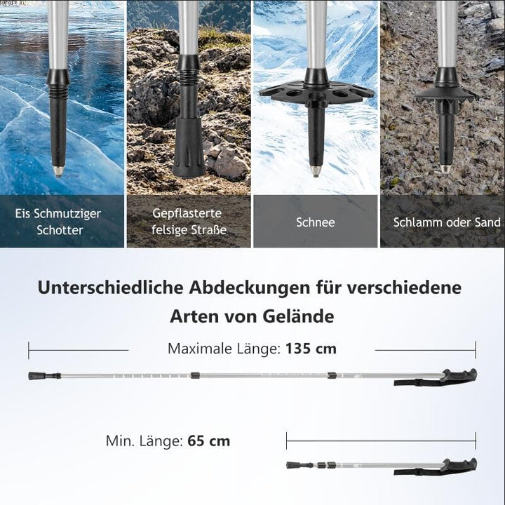 GYMAX leichte Alu Schneeschuhe, Geländeschneeschuh Set mit verstellbar Trekkingstöcke &amp; Tragetasche,