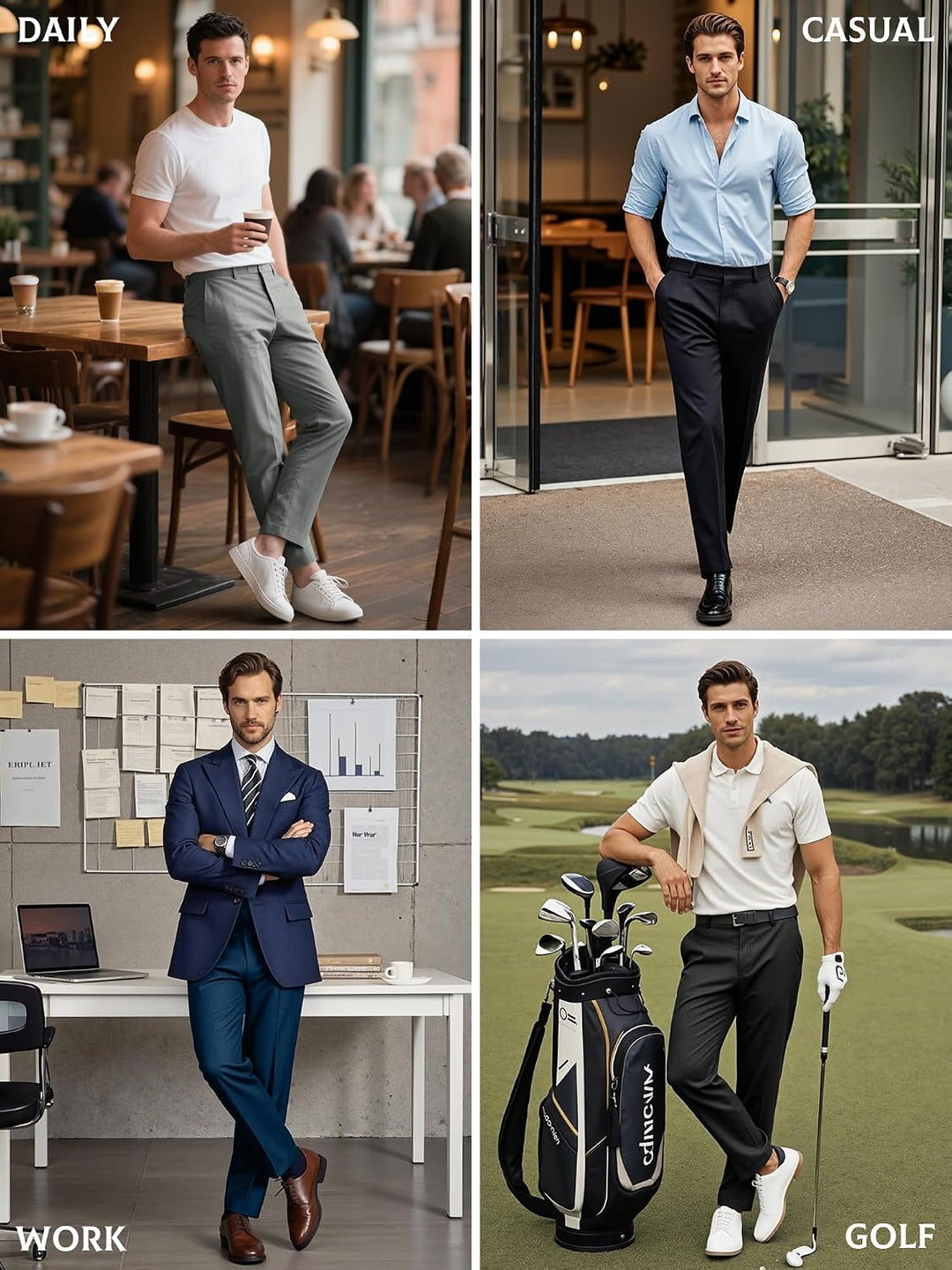 Holure Herren Golf Hosen wasserdichte Slim Fit Golf Hosen Leichte Stretch Outdoor Hosen mit Taschen