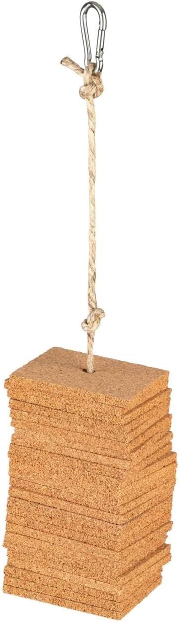 Knabberkette | Kletterseil aus Kork | Schnabelpflege | Schaukel für Papageien und Wellensittiche | N