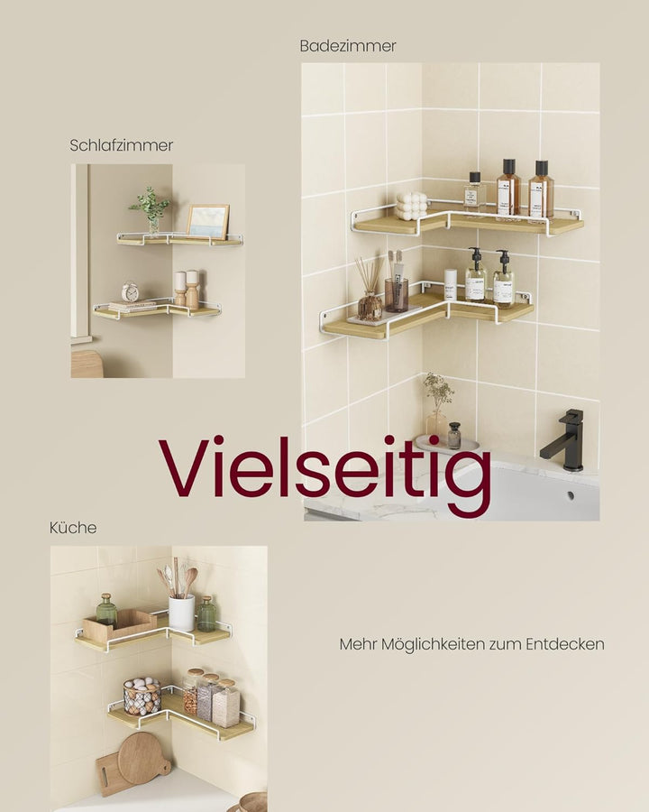 VASAGLE L-förmiges Eckregal, 2er Set, Wandregal, Industrie-Design, für Wohnzimmer, Schlafzimmer, Küc