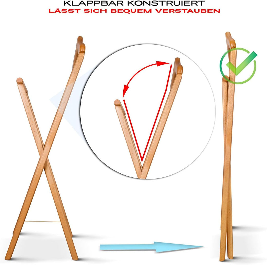 KEHO Herrendiener - Handarbeit - Stummer Diener - Aus Massiv Holz - Kleiderbutler (Naturlackiert) St