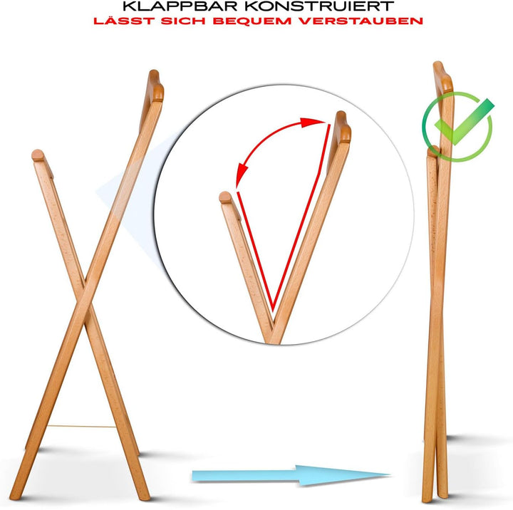 KEHO Herrendiener - Handarbeit - Stummer Diener - Aus Massiv Holz - Kleiderbutler (Naturlackiert) St