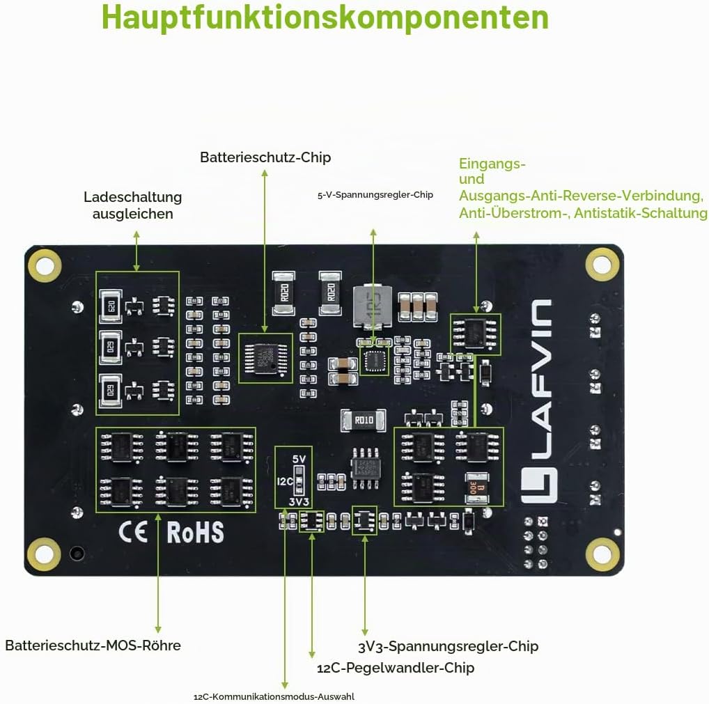 LAFVIN UPS Module 3S Uninterruptible Power Supply Module for Raspberry Pi/Jetson Nano Supports Charg