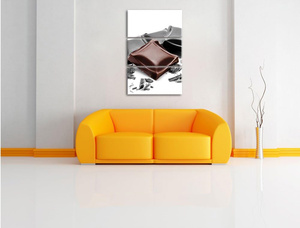 Pixxprint leckere Tafel Schokolade 3-Teiler Leinwandbild 120x80 Bild auf Leinwand