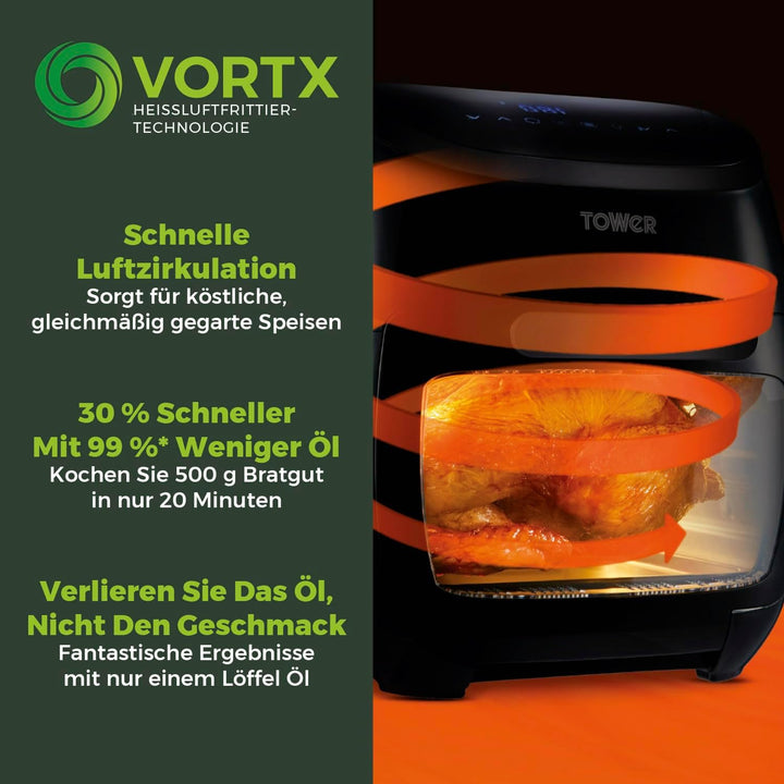 Tower T17076 Xpress Pro Combo 10-in-1 Digitale Heissluftfritteuse mit Schneller Luftzirkulation, 60-