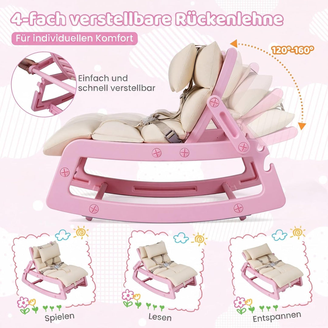 COSTWAY 2 in 1 Babywippe, Baby Schaukelstuhl mit verstellbarer Rücklehne, waschbarem Kissen &amp; Sicher