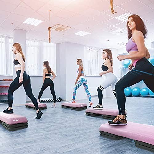 Yes4All Stufenplattform für Aerobic-Übungen, verstellbar, mit 4 verstellbaren Erhöhungen und zusätzl