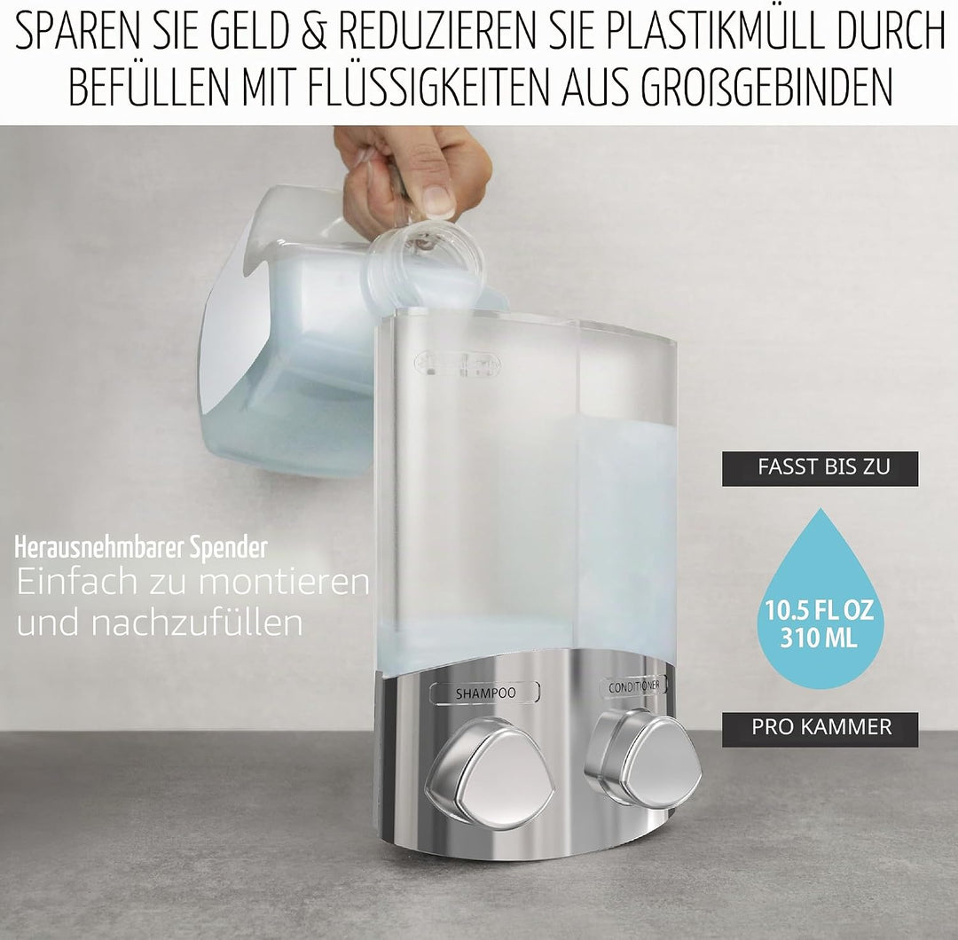 Better Living Products Seifen-, Duschgel- und Shampoo-Spender, in Chrom-Finish, ABS-Kunststoff, Chro