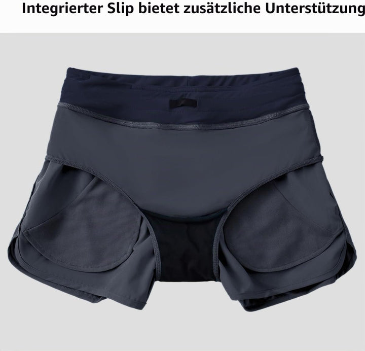 WILLIT Damen 3" Badeshorts Badehose Schwimmen Boardshorts mit Kurzliner Taschen Schnelltrockner UVA
