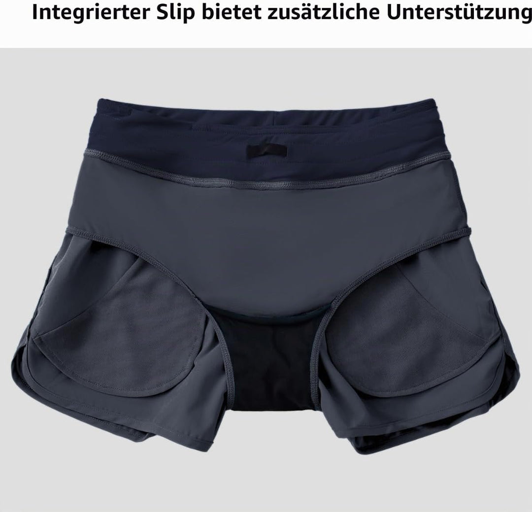 WILLIT Damen 3" Badeshorts Badehose Schwimmen Boardshorts mit Kurzliner Taschen Schnelltrockner UVA