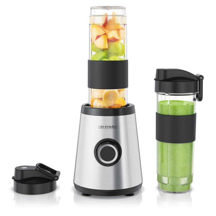 Arendo - Standmixer klein - 500 W – mini Smoothie Maker to Go - Mixer - zwei Becher – 500-570 ml – K