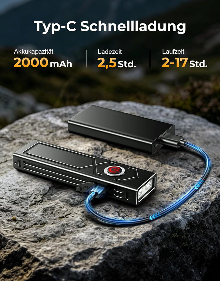 EOIWUY Taschenlampe LED Aufladbar, 1300 Lumen Extrem Hell Taschenlampen | 4 Lichtmodi, Flaches &amp; Mag