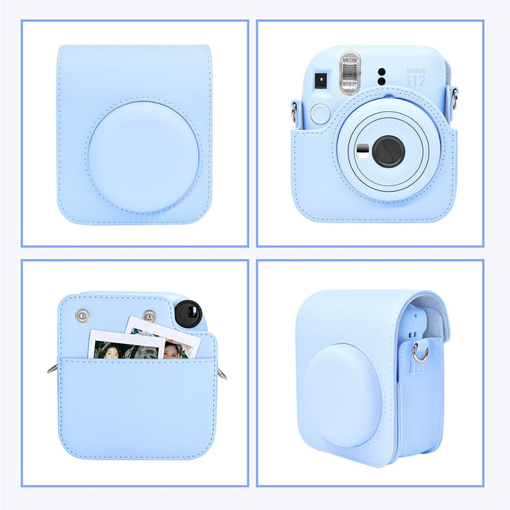 MUZIRI KINOKOO Tasche für Instax Mini 12/Fuji Mini 12 Sofortbildkamera, PU Leder Schutzhülle für Ins