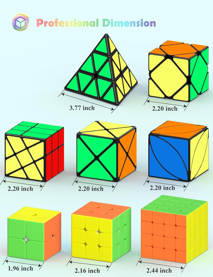 ROXENDA Speed Cube Set 8 Packs Zauberwürfel as Christmas Birthday Gifts | mit Tutorial,2x2 3x3 4x4 P