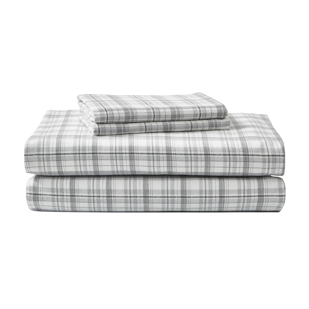Eddie Bauer - Vollständige Bettlaken, Baumwoll-Flanell-Bettwäsche-Set, gebürstet für zusätzliche Wei
