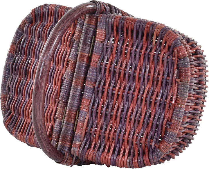 Einkaufskorb/Bügelkorb/Shopper aus echtem Rattan, Henkel- Trage-Korb leicht und stabil (6 - Deckel R
