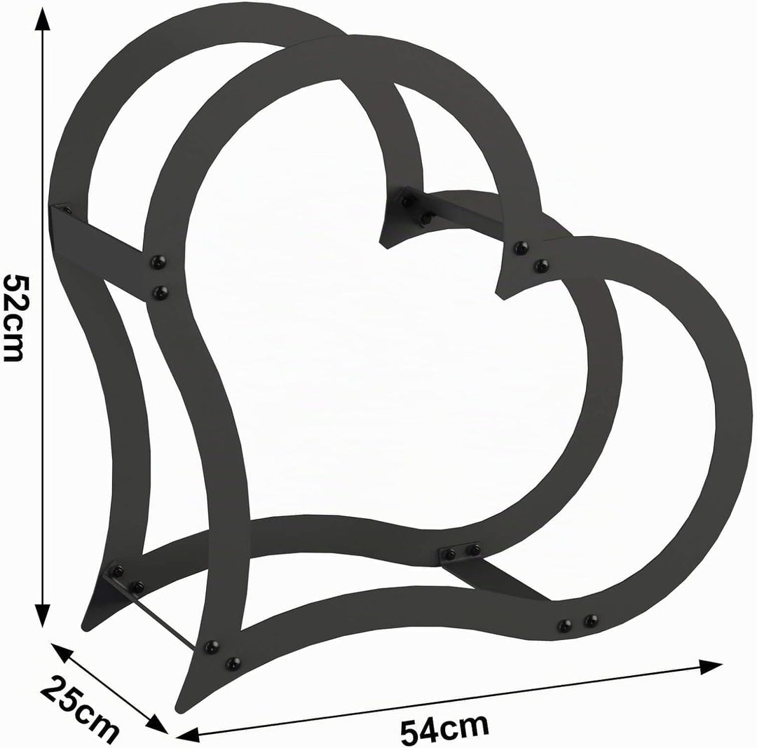 DanDiBo Kaminholzregal Innen Metall Schwarz Stehend Herz 52 cm Kaminholzständer 96469 Kaminholzhalte