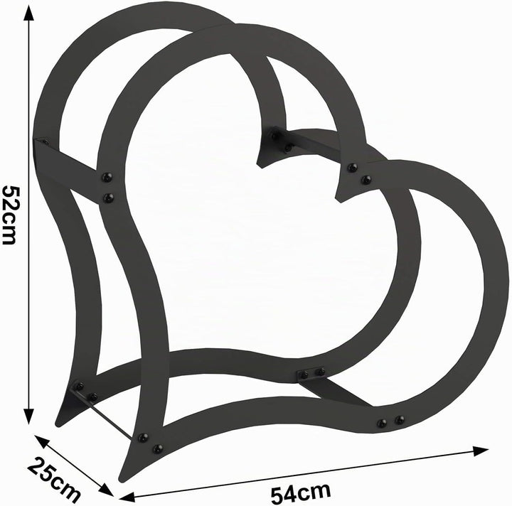 DanDiBo Kaminholzregal Innen Metall Schwarz Stehend Herz 52 cm Kaminholzständer 96469 Kaminholzhalte