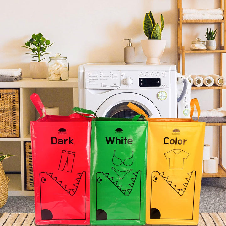 3er-Set Recycling-Müllbeutel, Recyclingbehälter und Wäschekorb, wiederverwendbarer, recycelbarer Mül