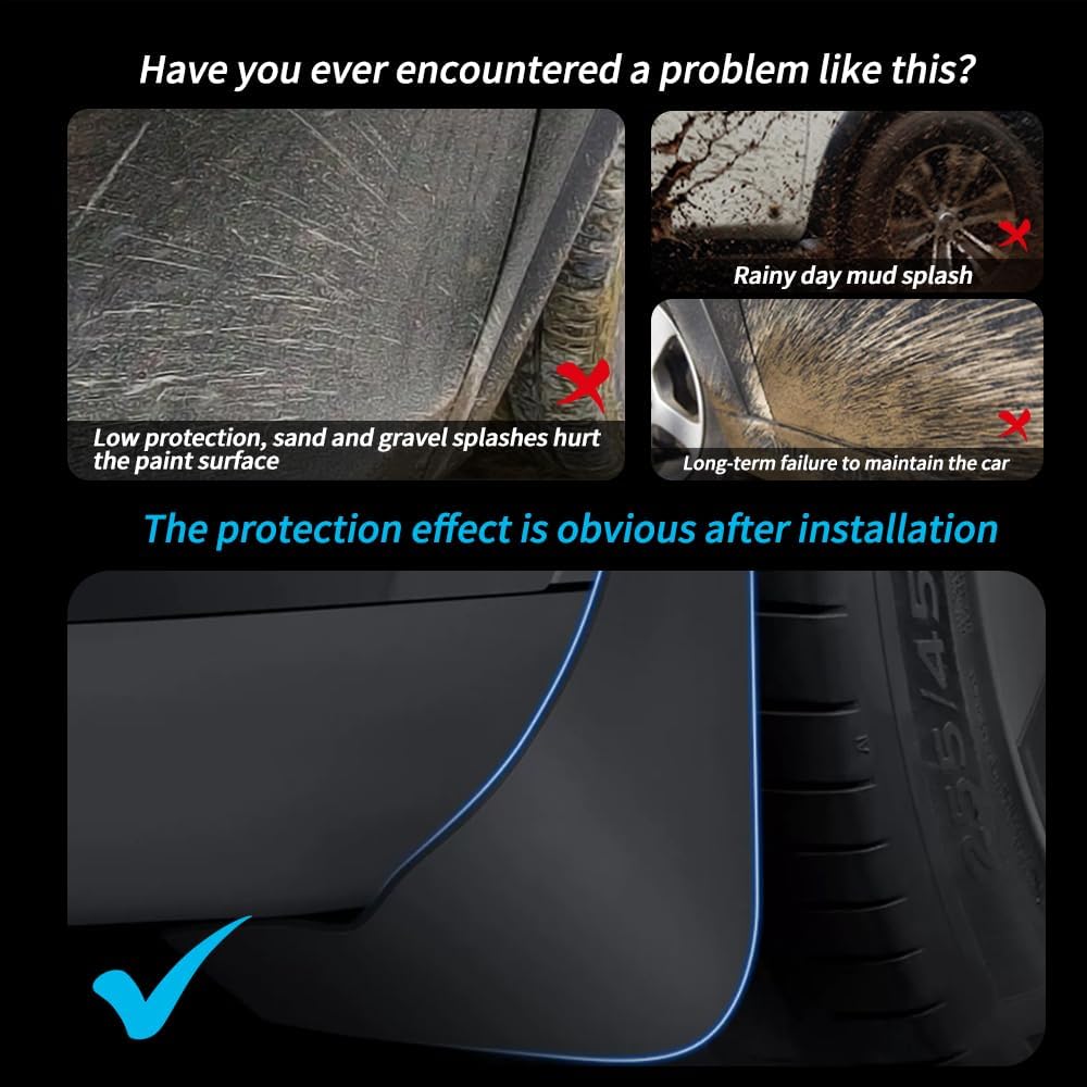 KKTR-CAR für Tesla Model 3 Spritzschutz, Auto-Spritzschutz, Kotflügel vorne hinten mit Schrauben, ke