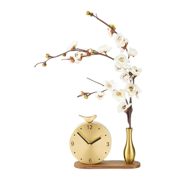 Moderne Messing Vogel Tischuhr Leise Minimalistisch Kreative Desktop Deko für Zuhause oder Büro （Blu