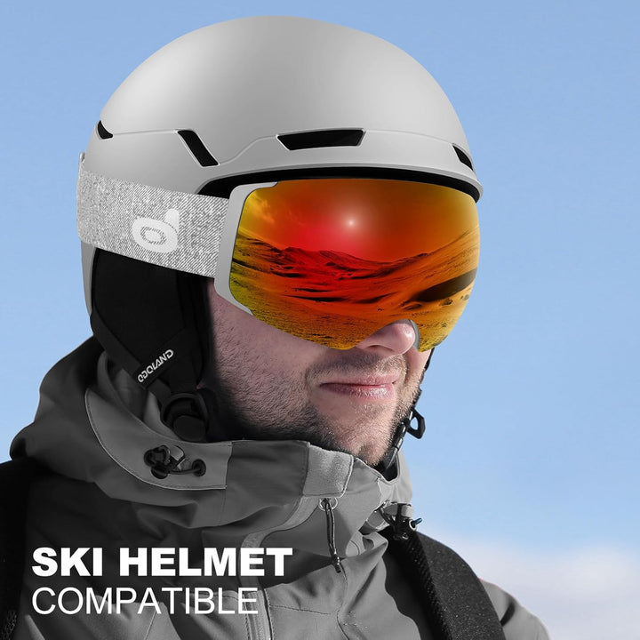 Odoland Skibrille Unisex für Herren und Damen Jungen Rahmenlose Snowboardbrille mit Magnetische Wech