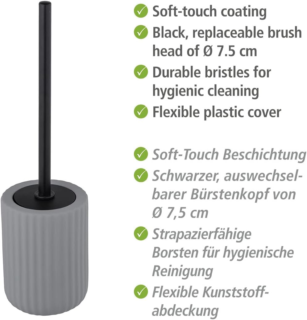 WENKO WC-Garnitur Belluno, hochwertiger Bürstenhalter aus stabiler Keramik mit modernen Rundungen, h