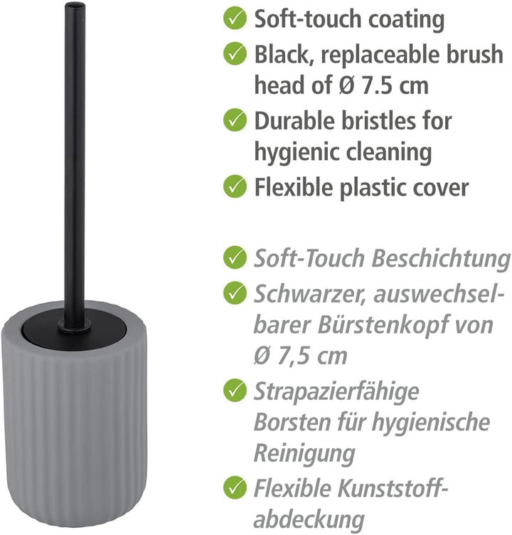 WENKO WC-Garnitur Belluno, hochwertiger Bürstenhalter aus stabiler Keramik mit modernen Rundungen, h
