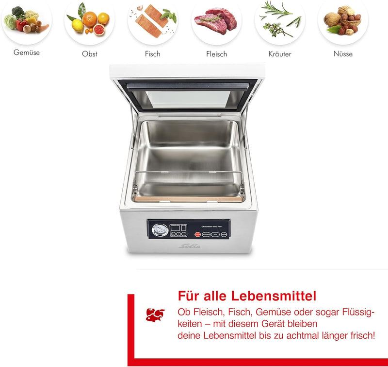 Solis Chamber Vac Pro 5702 Kammervakuumierer - Vakuumiergerät - Für Trockene und Feuchte Lebensmitte