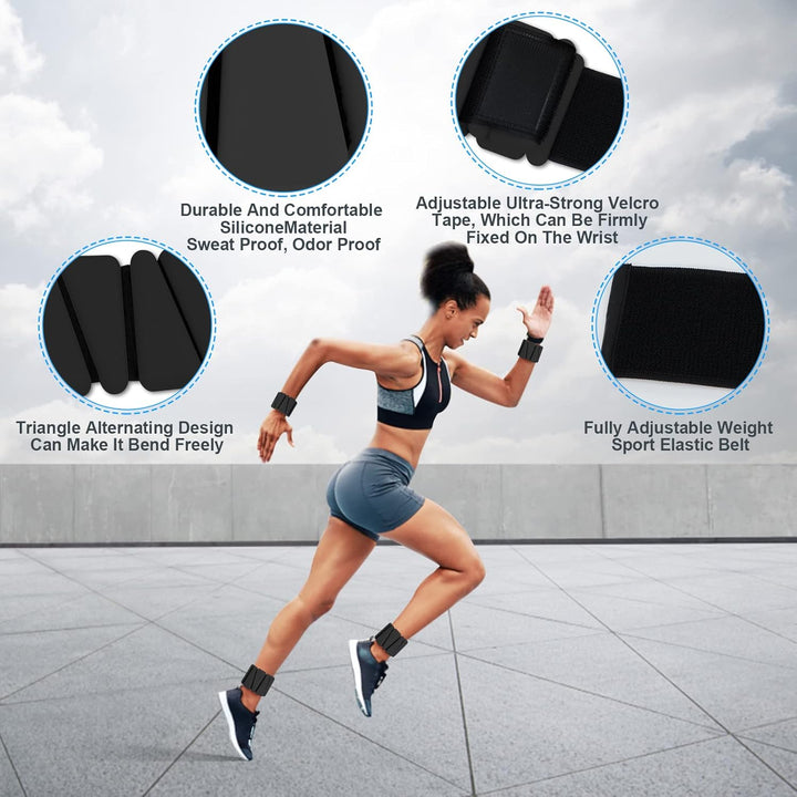 Handgelenkgewichte 2er Set, verstellbare Silikon-Workout-Gewichte für Frauen und Männer, tragbare Kn