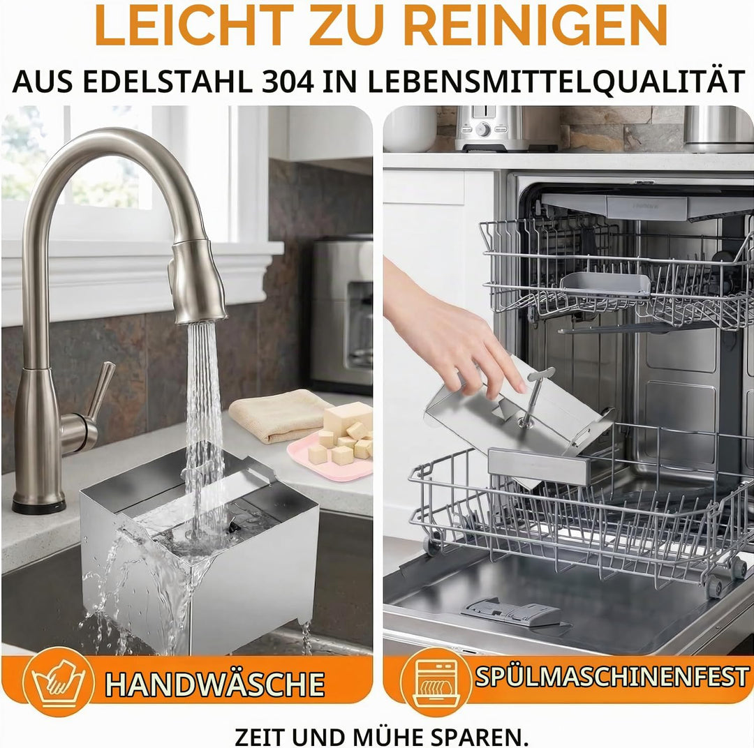 Tofupresse, Tofupresse aus Edelstahl, lebensmittelechtes Material, spülmaschinenfest, inklusive 1 Ta