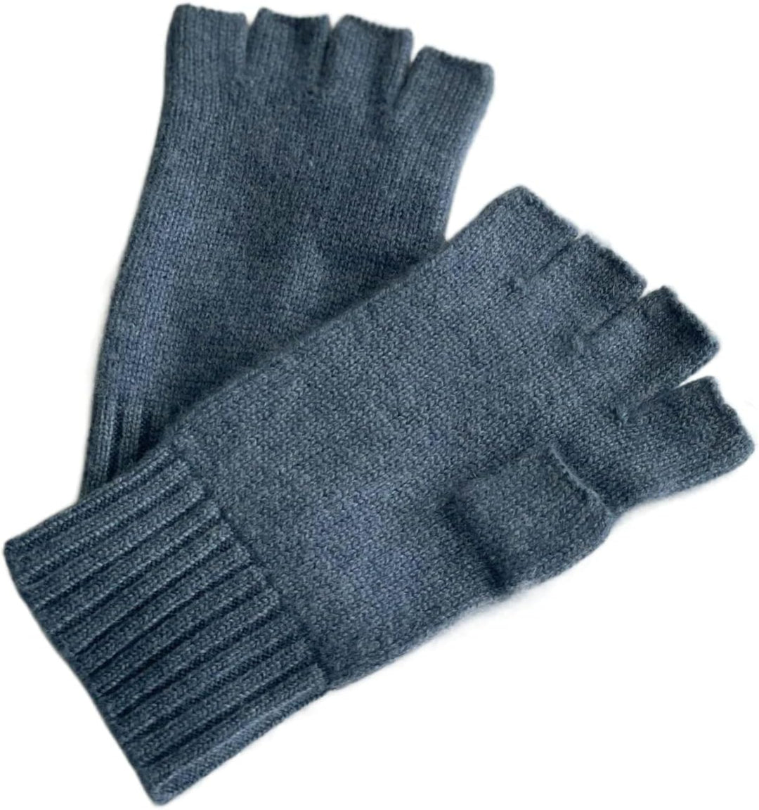 Prettystern Unisex Kaschmir-Wolle Halbfinger kurzfingerhandschuhe Fingerlinge Handschuhe für Herren: