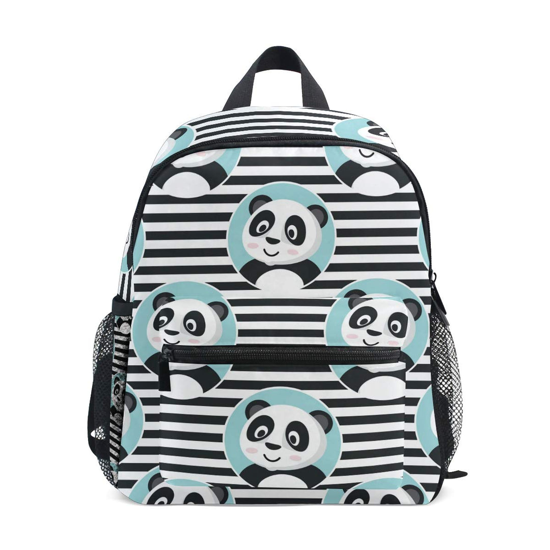 Kinderrucksack Netter Panda im blauen Kreis auf Streifen-Kindergarten-Vorschul-Tasche für Kleinkind-