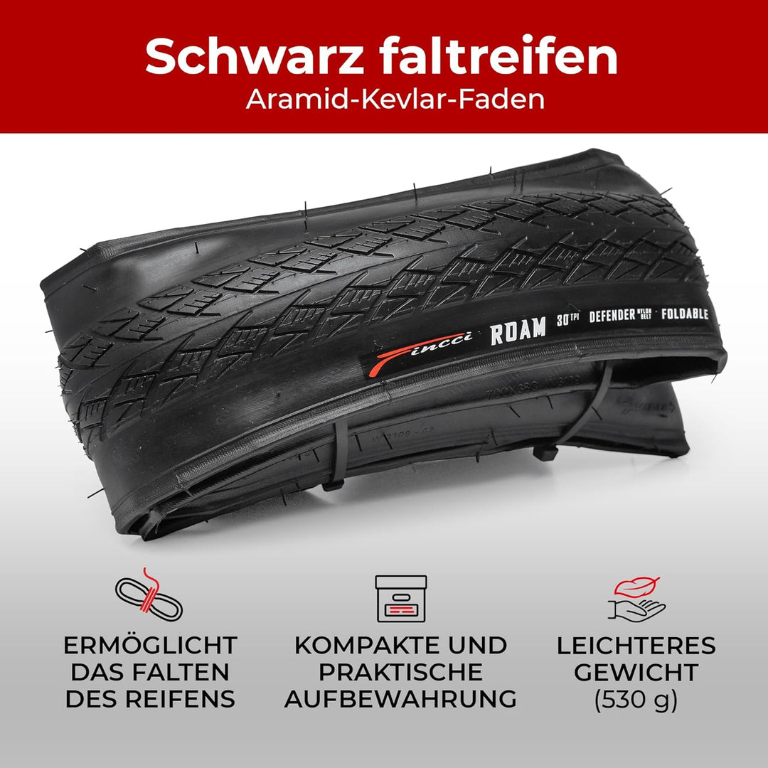Fincci Paar 700 x 38c 40-622 Reifen mit 3 mm Pannenschutz für Elektrisches Strasse Mountainbike MTB