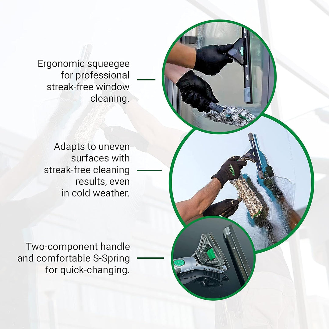 UNGER ErgoTec Ninja Fensterreinigungs Starter-Set 2in1 (inkl. Einwascher + Abzieher, für professione