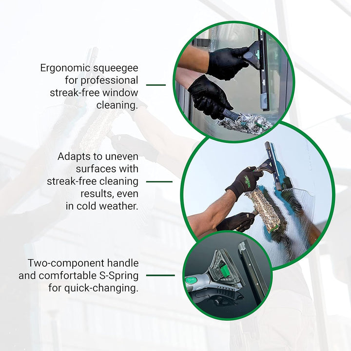 UNGER ErgoTec Ninja Fensterreinigungs Starter-Set 2in1 (inkl. Einwascher + Abzieher, für professione