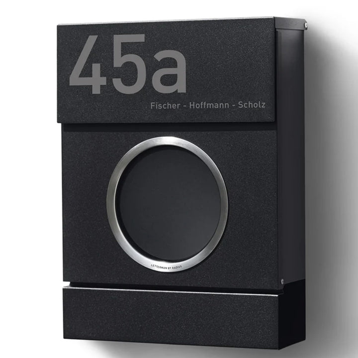 Radius Design Briefkasten Letterman MB mit Bullauge & Zeitungsfach - Wandbriefkasten aus Stahl - gro
